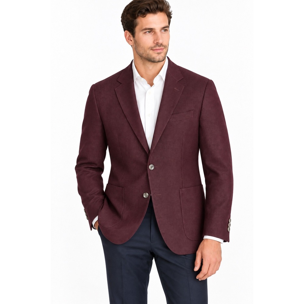 Suitsupply Blazer Jacket Havana Patch HL Pure Wool Burgundy Red Size 44